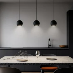 Lampadari Cucina-Gea Luce lampadario per cucina guya nero 3 lampade sfere led 24w 3000k