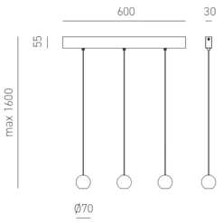 Lampadari Cucina-Gea Luce lampadario per cucina guya nero 3 lampade sfere led 24w 3000k