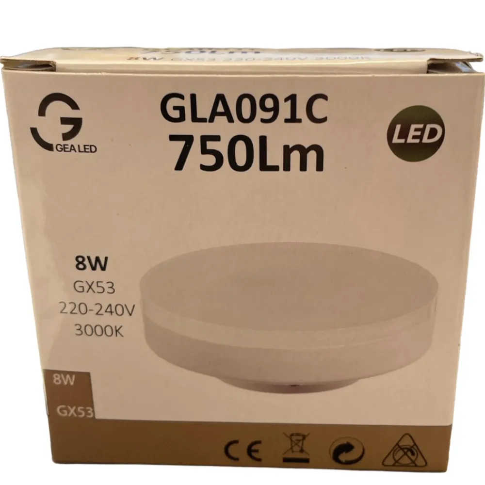 Lampadine Led-Gea Luce lampadina gx53 led 8w 3000k 750lm 220v ottica 120
