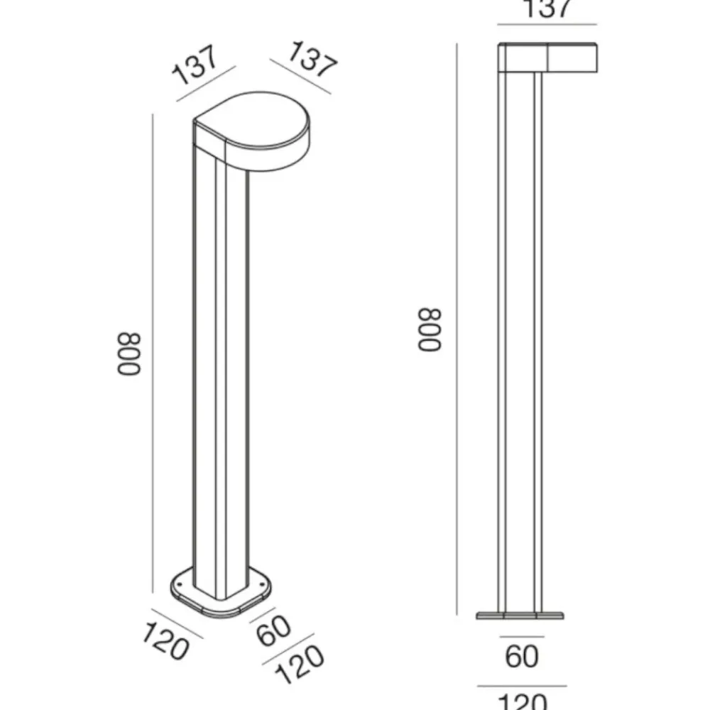 Lampioni Da Giardino-Gea Luce lampione da giardino led 13w 4000k antracite ip65 h80 cm