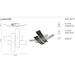 Plafoniere Moderne-Gea Luce lara plafoniera moderna vetri bianco foglia argento
