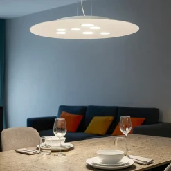 Lampadari Moderni-Gea Luce luna lampadario moderno bianco luce sopra e sotto