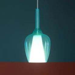 Lampade A Sospensione-Gea Luce ofelia lampada a sospensione in vetro blu