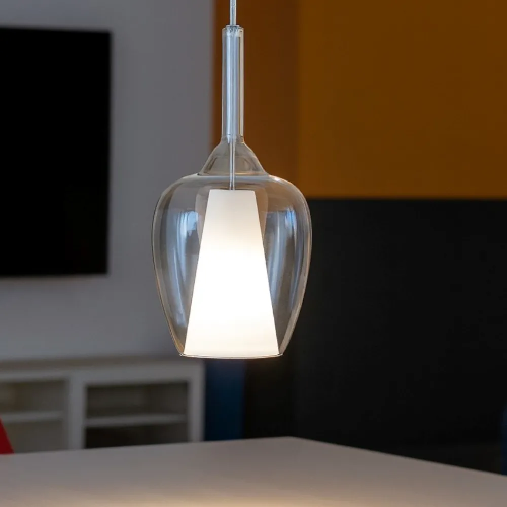 Lampade A Sospensione-Gea Luce ofelia lampada a sospensione in vetro trasparente per comodino
