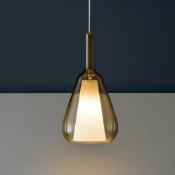 Lampade A Sospensione-Gea Luce ofelia lampada a sospensione portalampada vetro ambra fume'