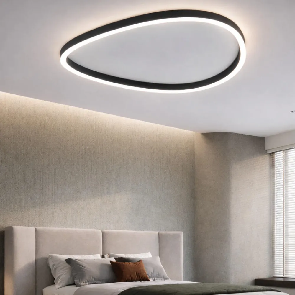 Plafoniere Moderne-Gea Luce plafoniera ecaris nera 60cm per camera da letto led 60w cct