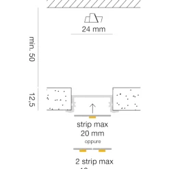 Strisce Led-Gea Luce profilo 2mt grigio da incasso per strip max 20mm