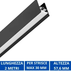 Strisce Led-Gea Luce profilo 2mt nero plafone per strip led max 30mm