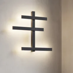 Applique Da Parete-Gea Luce rake applique da parete led 34w 3000k nero minimal