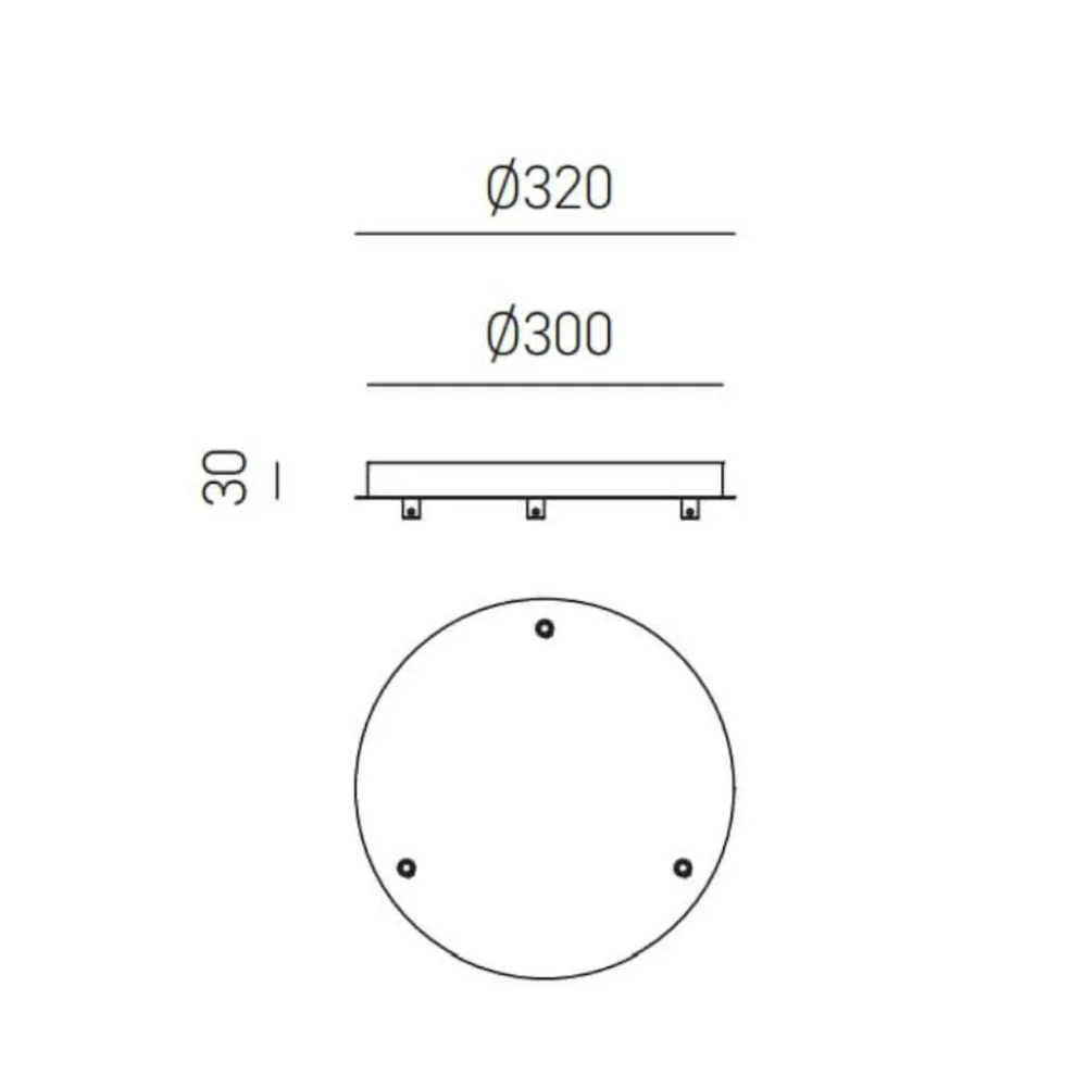 Accessori-Gea Luce rosone rotondo 30 cm metallo ottone 3 fori