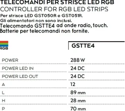 Strisce Led-Gea Luce telecomando onde radio touch per strisce led rgb