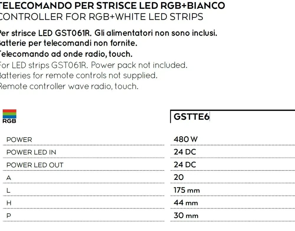 Accessori-Gea Luce telecomando per strisce led rgb+bianco
