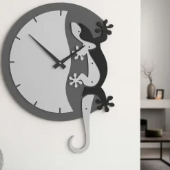Orologi Da Parete Moderni-Selezionato da Mazzolaluce Geko orologio moderno da parete legno grigio nero