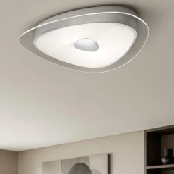 Plafoniere Moderne-Ideal Lux Geko pl2 plafoniera moderna sagomata vetro bianco trasparente