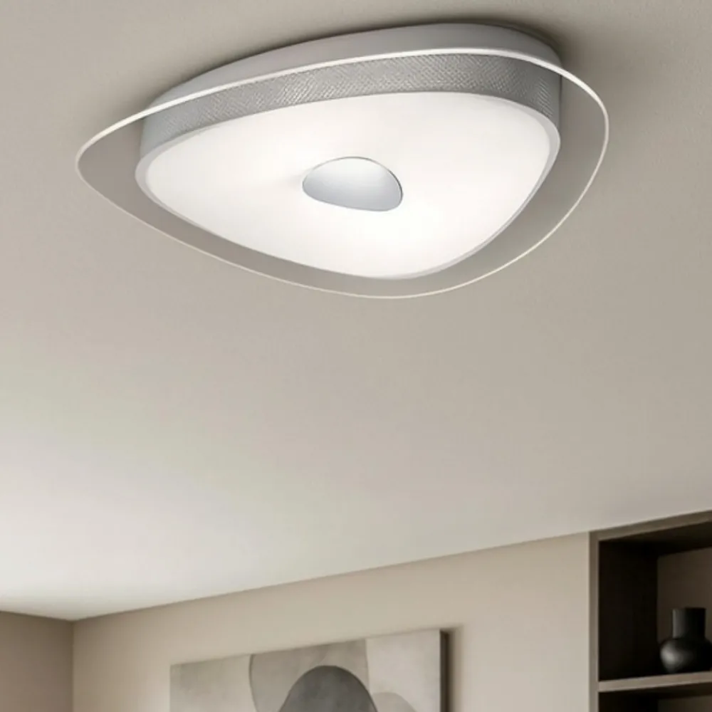 Plafoniere Moderne-Ideal Lux Geko pl2 plafoniera moderna sagomata vetro bianco trasparente