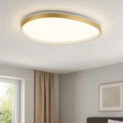 Plafoniere Moderne-Ideal Lux Gemini pl d081 dali push plafoniera per camera da letto led 3000k dimmerabile ottone