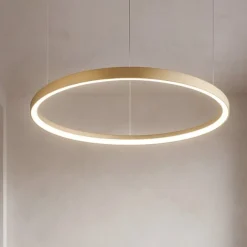 Lampadari Moderni-Ideal Lux Gemini sp d081 ottone lampadario led 60w 3000k cerchio