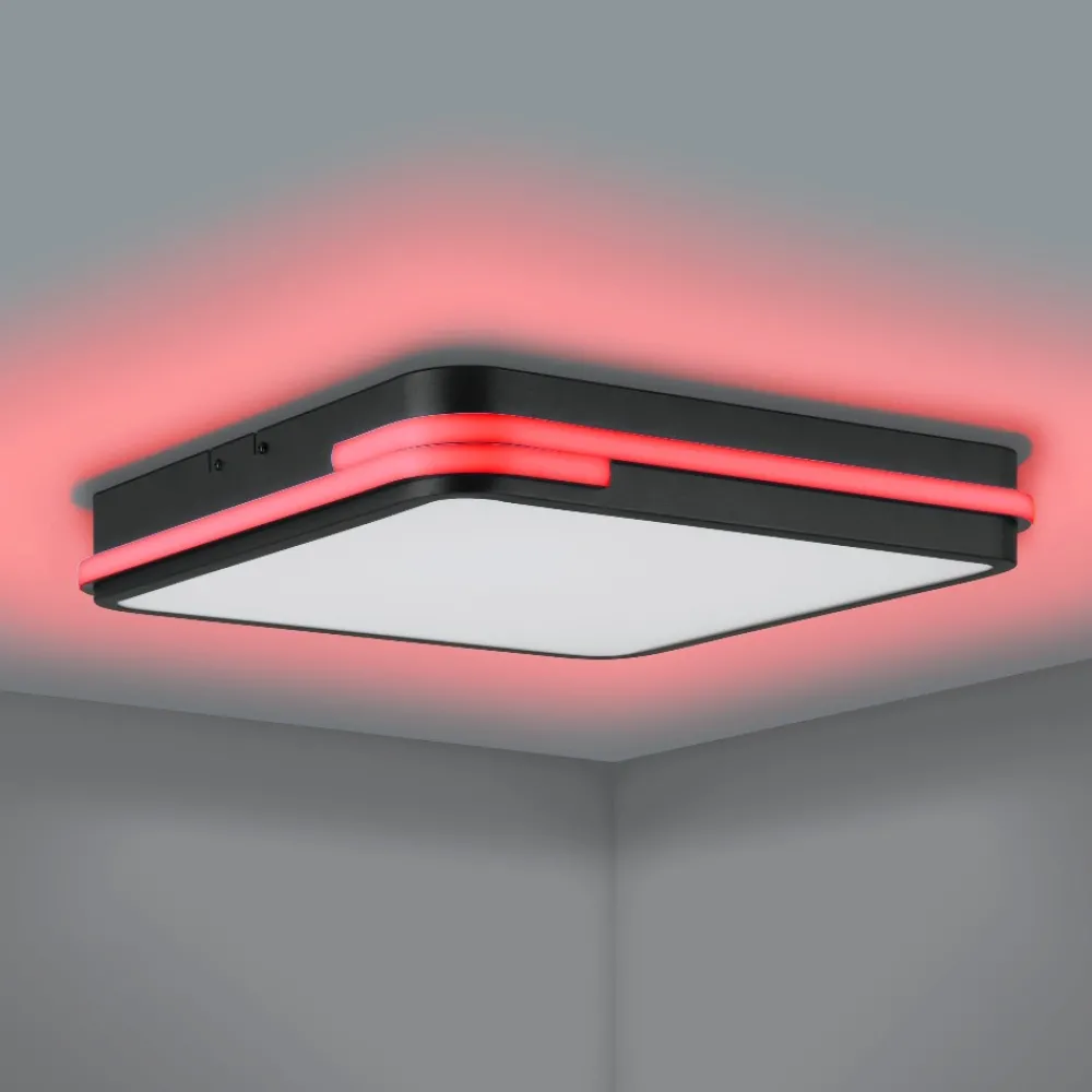 Plafoniere Moderne-Eglo Genovese z plafoniera quadrata moderna led rgb 2700k a 6500k smart