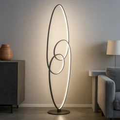 Lampade Da Terra-Eglo Gianella lampada da terra moderna nera design led 40w 3000k