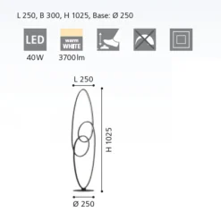 Lampade Da Terra-Eglo Gianella lampada da terra moderna nera design led 40w 3000k