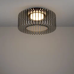 Plafoniere Moderne-Eglo Ginestrone z plafoniera moderna smart traforata nera led rgb da 2700k a 6500k