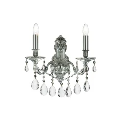 Applique Da Parete-Ideal Lux Gioconda ap2 applique per salone argento antico due luci