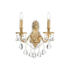 Applique Da Parete-Ideal Lux Gioconda ap2 applique cristalli oro antico due bracci