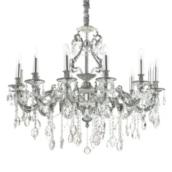 Lampadari Moderni-Ideal Lux Gioconda sp12 lampadario 12 bracci argento pendenti goccia