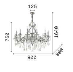 Lampadari Moderni-Ideal Lux Gioconda sp12 lampadario 12 bracci argento pendenti goccia