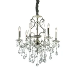 Lampadari Moderni-Ideal Lux Gioconda sp6 lampadario di cristallo goccia argento 6 luci