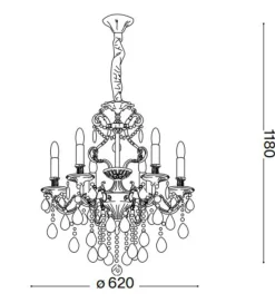 Lampadari Moderni-Ideal Lux Gioconda sp6 lampadario di cristallo goccia argento 6 luci