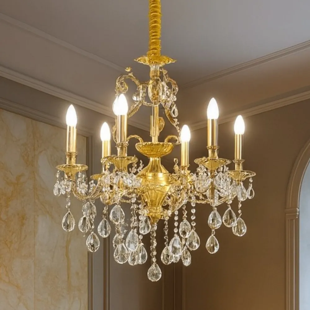 Lampadari Moderni-Ideal Lux Gioconda sp6 lampadario di cristallo oro goccia 6 luci