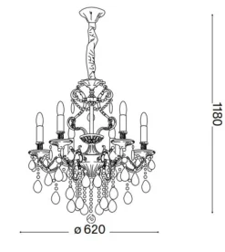 Lampadari Moderni-Ideal Lux Gioconda sp6 lampadario di cristallo oro goccia 6 luci
