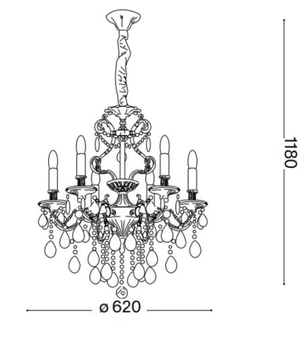 Lampadari Moderni-Ideal Lux Gioconda sp6 lampadario di cristallo oro goccia 6 luci