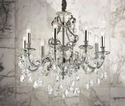 Lampadari Moderni-Ideal Lux Gioconda sp8 lampadario per salone 8 luci goccia argentato