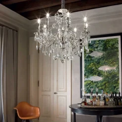 Lampadari Moderni-Ideal Lux Gioconda sp8 lampadario per salone 8 luci goccia argentato