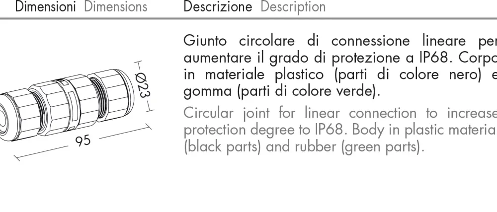 Accessori-Selezionato da Mazzolaluce Giunto circolare 9.5 connessione lineare per aumentare a ip68