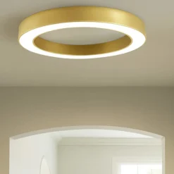 Plafoniere Moderne-Ondaluce Globus plafoniera camera da letto led oro 60cm rotonda