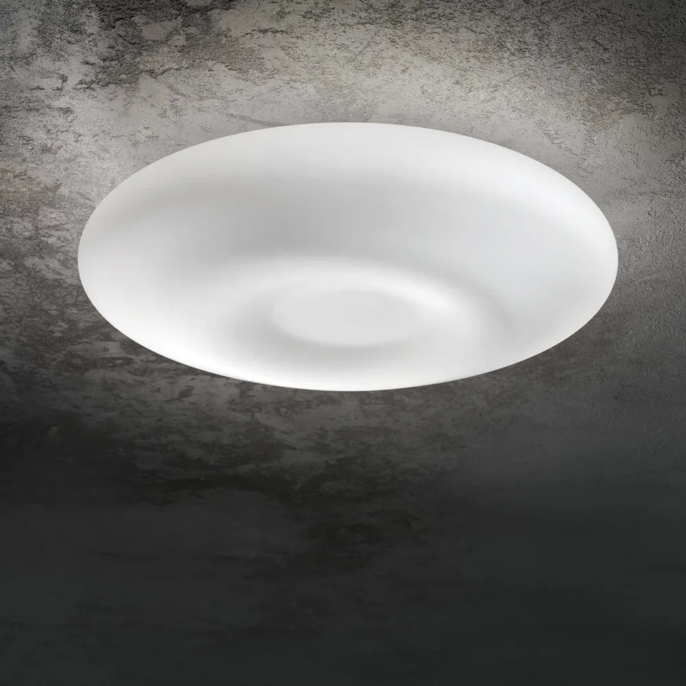 Plafoniere Moderne-Ideal Lux Glory pl5 d60 plafoniera in vetro 60cm nickel satinato 5 luci per cucina