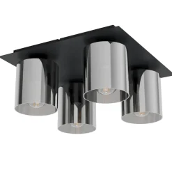 Plafoniere Moderne-Eglo Gorosiba 1 plafoniera moderna quadrata nera con 4 luci