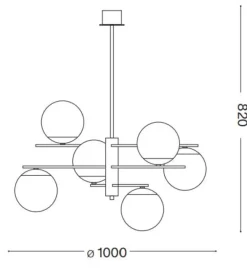 Lampadari Moderni-Ideal Lux Gourmet pl6 lampadario nero e ottone sei luci vetro bianco