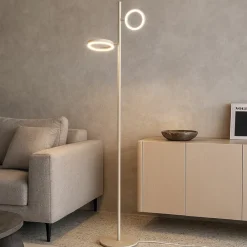 Lampade Da Terra-Gea Luce Gpi piantana da terra led doppio 3000k orientabile tortora