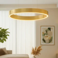 Lampadari Moderni-Selezionato da Mazzolaluce Grande lampadario cerchi led 3000k dimmerabile oro 100 cm