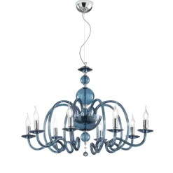Lampadari Moderni-Ondaluce Grande lampadario classico vivaldi vetro ottanio 8 luci camera da letto