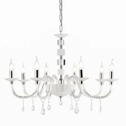 Lampadari Moderni-Ondaluce Grande lampadario classico vetro bianco lp livia 8 bracci e14
