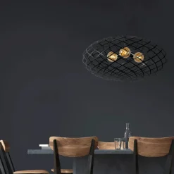 Lampadari Moderni-Selezionato da Mazzolaluce Grande lampadario 100cm canestro di metallo nero per soggiorno