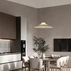 Lampadari Cucina-Selezionato da Mazzolaluce Grande lampadario cupola di seta bianco 90cm per cucina moderna