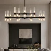 Lampadari Moderni-Selezionato da Mazzolaluce Grande lampadario dal design moderno nero con vetri tubolari per salone 30 luci