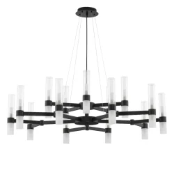 Lampadari Moderni-Selezionato da Mazzolaluce Grande lampadario dal design moderno nero con vetri tubolari per salone 30 luci