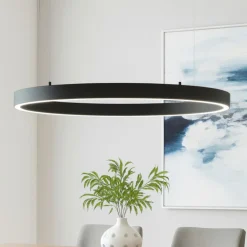 Lampadari Moderni-Selezionato da Mazzolaluce Grande lampadario led 3000k anello 100 cm nero dimmerabile